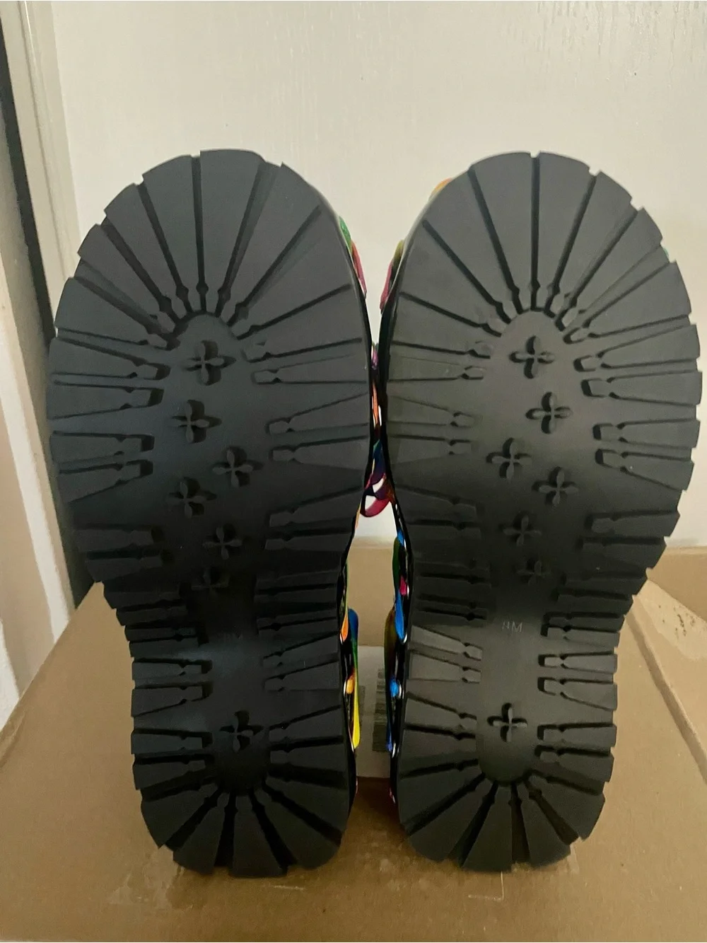 Patent Black Platform Lace-Up Shoes with Rainbow Laces